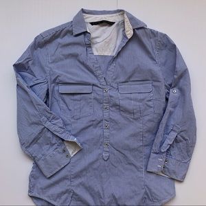 Zara basic button down, blue and white stripe